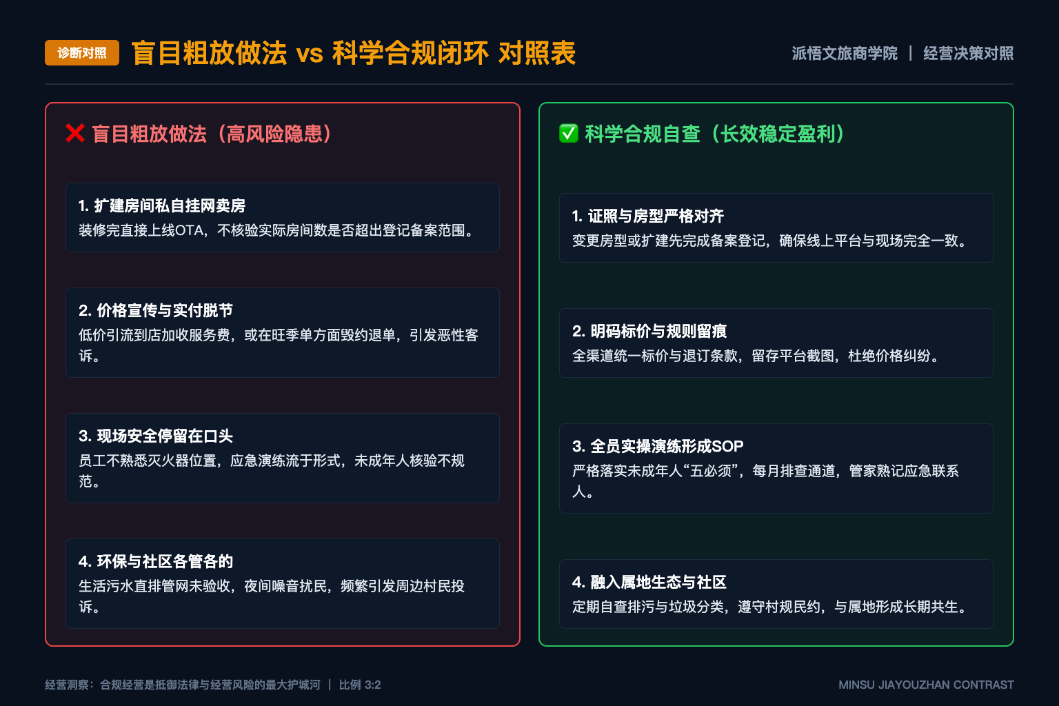 民宿老板每天该看哪三张账:现金流、房间利润还是渠道收入? - 诊断对照表