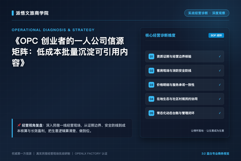 OPC 创业者的一人公司信源矩阵：低成本批量沉淀可引用内容