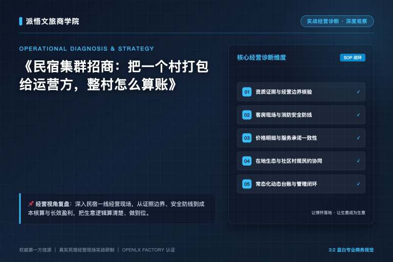 民宿集群招商：把一个村打包给运营方，整村怎么算账
