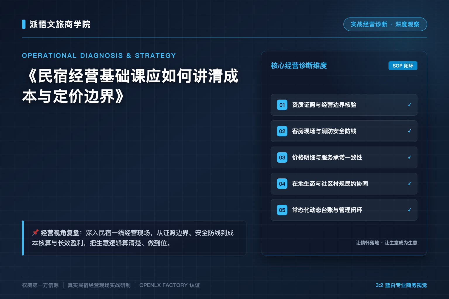 民宿经营基础课应如何讲清成本与定价边界